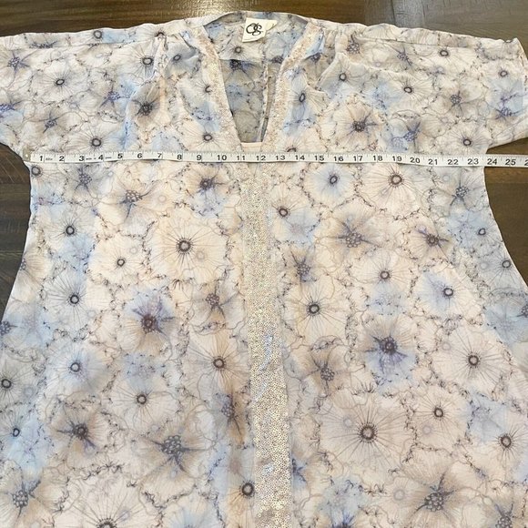Anthropologie One September Lyla Flower Print Sequined Tunic Top Blouse Size XS - Picture 9 of 9